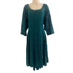 Lane Bryant Dark Green Lace High-Low Dress Size 28 4X Plus Christmas Holiday